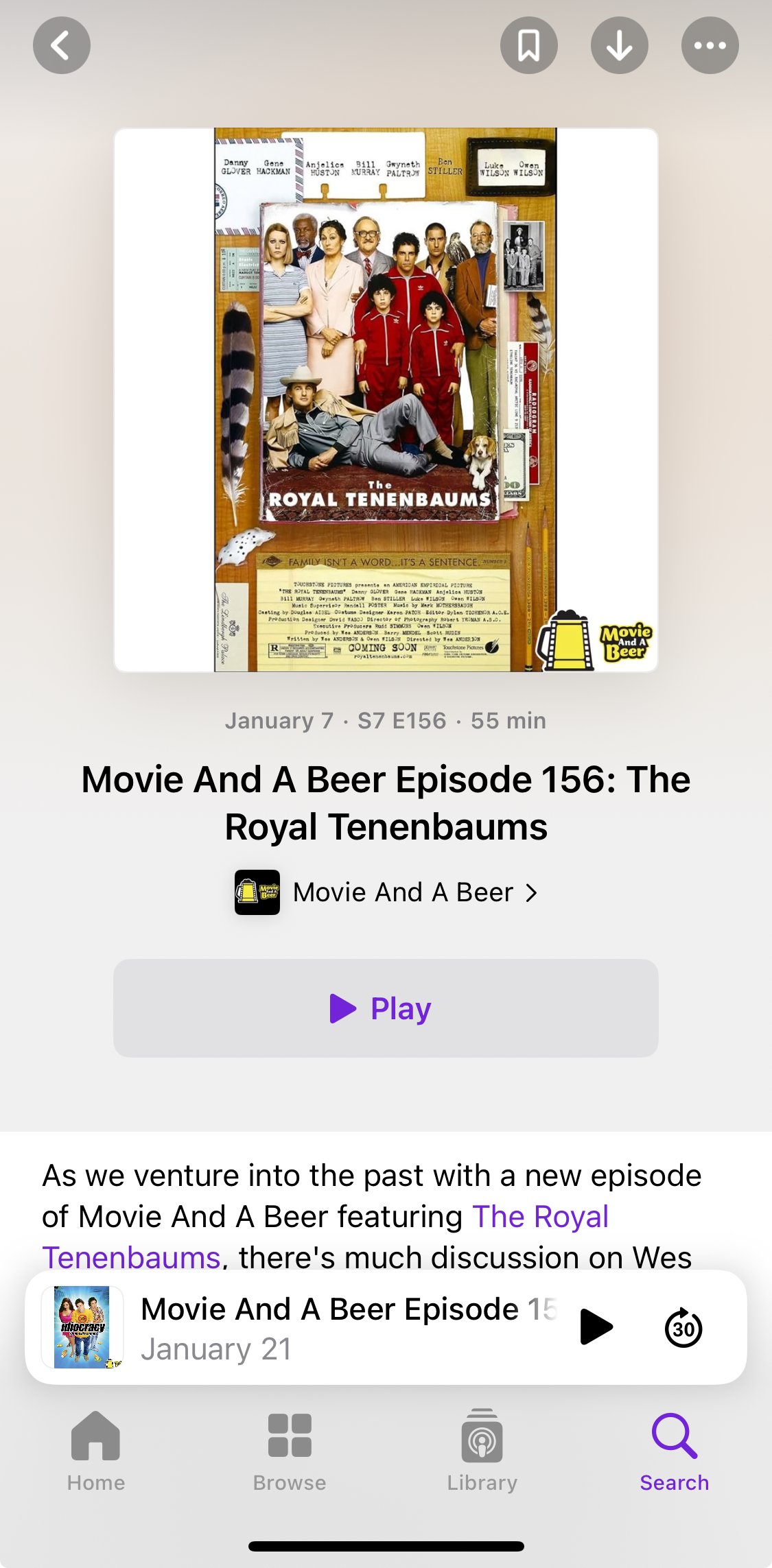 Movie and a Beer podcast visual