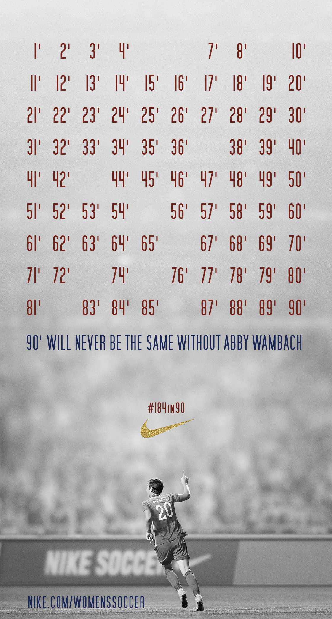 Nike - Abby Wambach 184 in 90' campaign visual